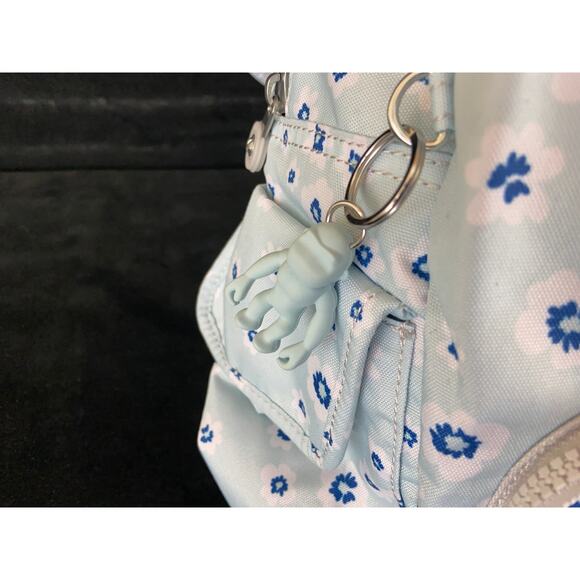 Kipling Blue floral Backpack school book bag Blue/White/Gray New - Picture 10 of 10